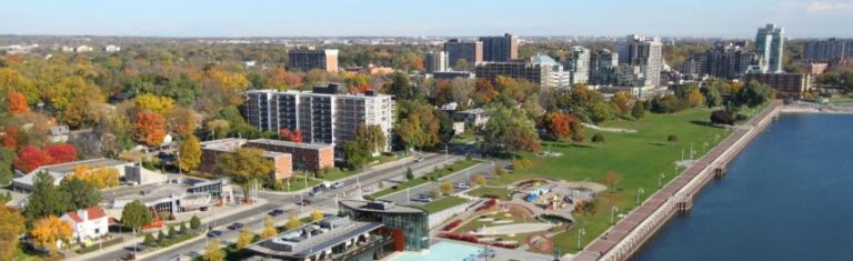 Burlington, Aerial shot of lake
