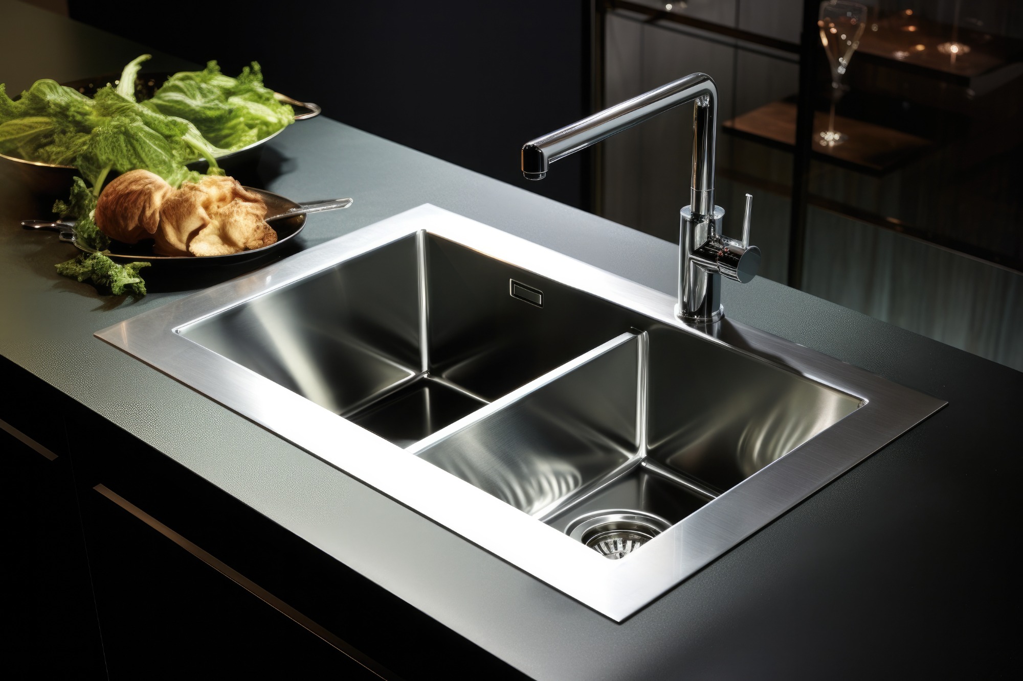 beautiful stainless steel. sink, super clean and inviting