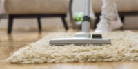 Cleaning living room carpet