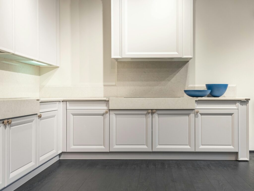 super modern, clean white kitchen