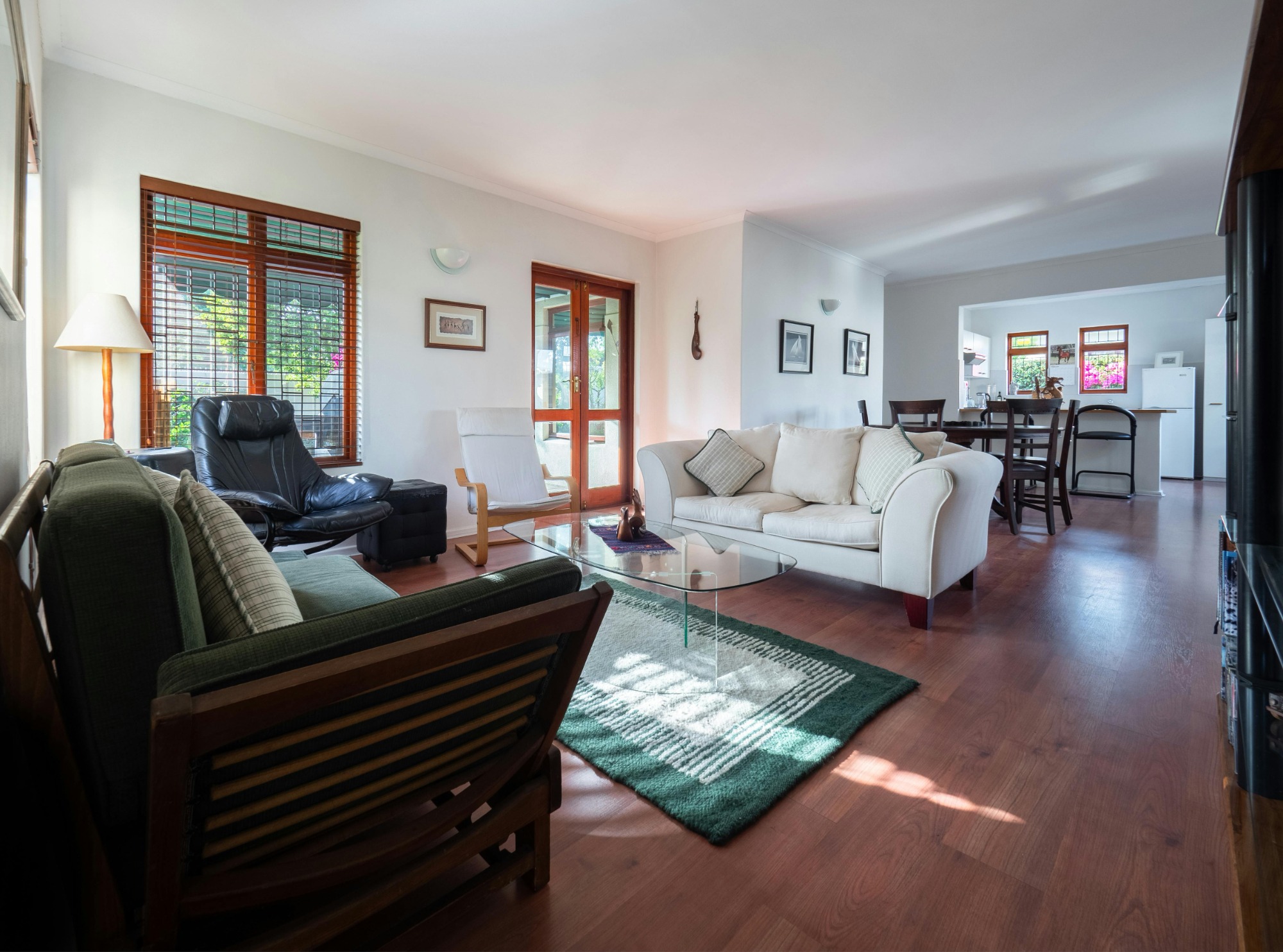 wide hot of a clean living room - tidy bird cleaning