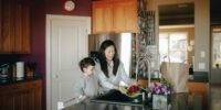 kitchen with mother and son, cleaned by tidybirdcleaning, burlington house cleaner