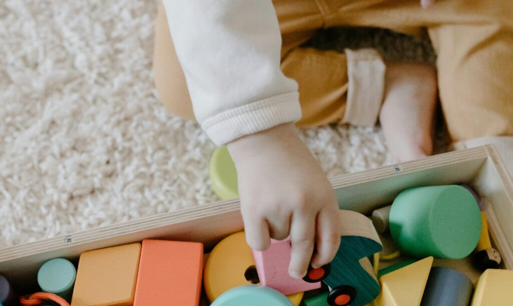 child playing on a clean carpet