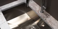 beautiful clean stainless steel sink